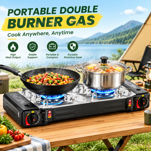 Double burner camping gas - burner,