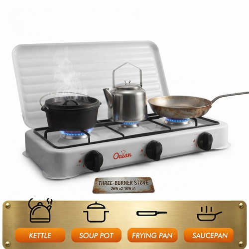 Portable gas stove - 3, burner